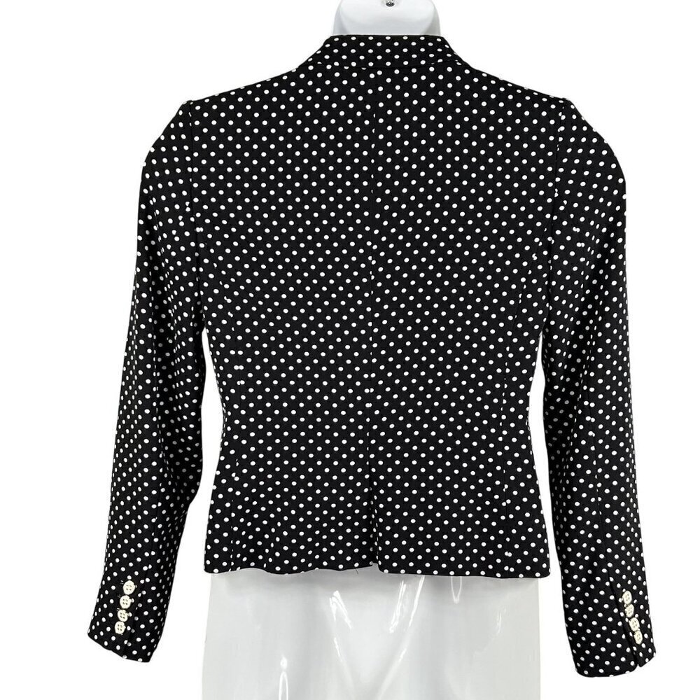Tommy Hilfiger NEW Womens 4 Polka Dot Black White Logo Pin Blazer Career Wear - Picture 2 of 16